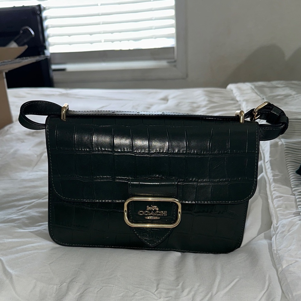 Coach Forest Green Croc-Embossed Crossbody Bag